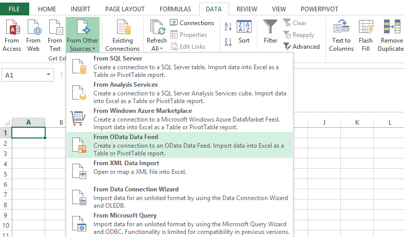 Excel 2016 - ODATA v4