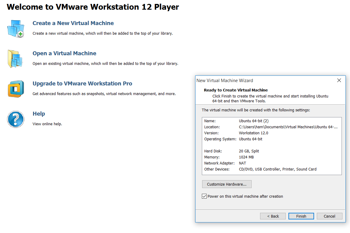 Customise hardware in the virtual machine