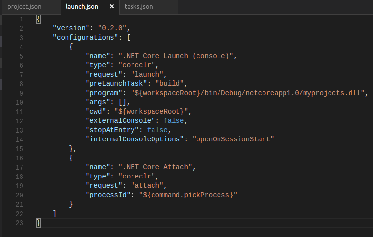 launch.json file