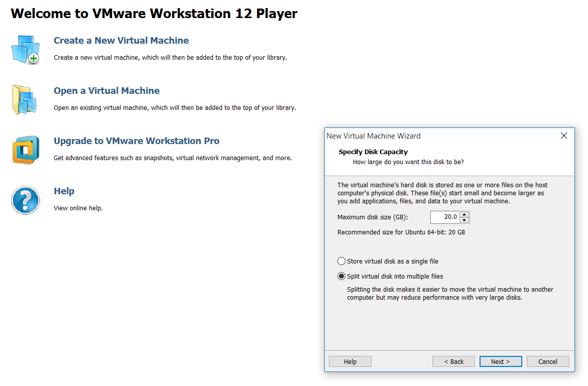 Specify the disk capacity