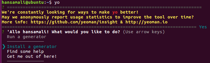 check whether Yeoman is installed properly
