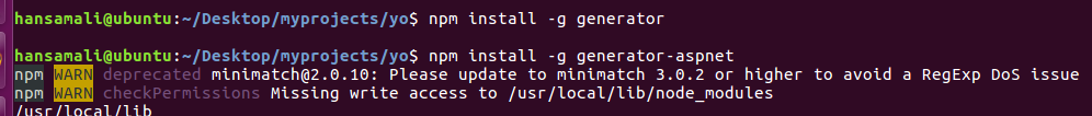 install a generator using npm install command